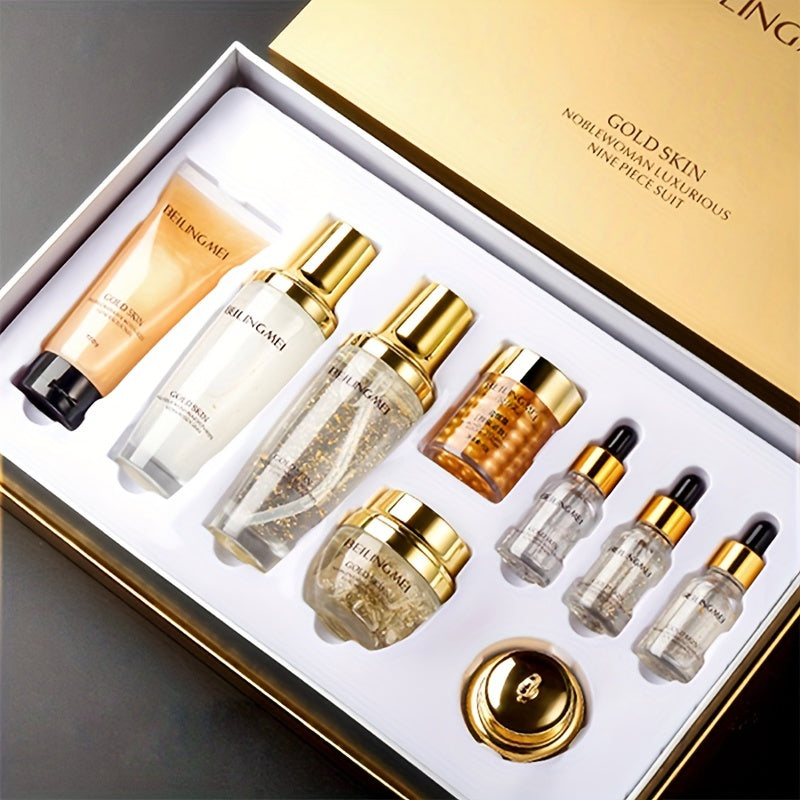 Golden Skin Luxury 9-Piece Skincare Set - Moisturizing & Brightening Gift