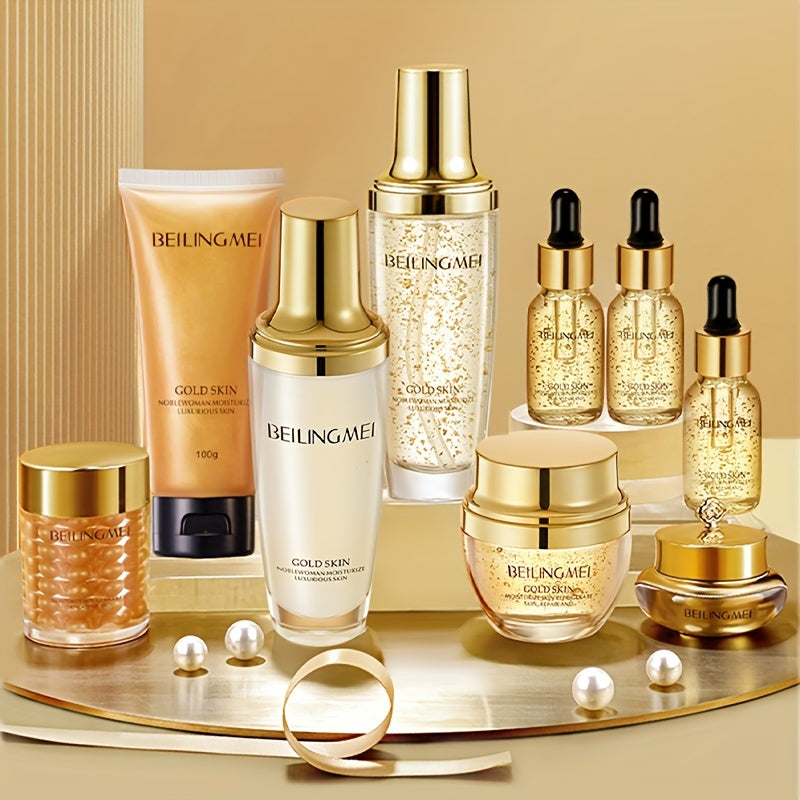 Golden Skin Luxury 9-Piece Skincare Set - Moisturizing & Brightening Gift