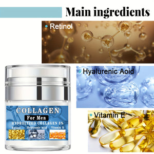 Men's Face Cream | Collagen, Retinol & Hyaluronic Acid for Firm, Moisturized Skin, 1.76 Oz