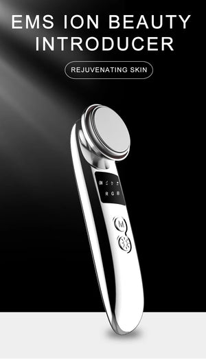 EMS Ion Heating Facial Massager - 3-Color LED, Vibration, Face Lift Beauty & Personal Care Device