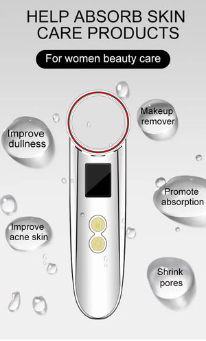 EMS Ion Heating Facial Massager - 3-Color LED, Vibration, Face Lift Beauty & Personal Care Device