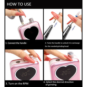 85W High-Power Brushless Cordless Nail Drill - 35000 RPM Portable Polisher with Plastic Box