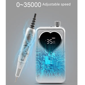 85W High-Power Brushless Cordless Nail Drill - 35000 RPM Portable Polisher with Plastic Box