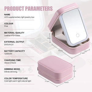 BS-MALL Pinceaux de maquillage avec étui - Miroir LED portable et kit de rangement pour bijoux Kit de maquillage de voyage 