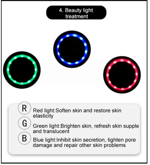 EMS Ion Heating Facial Massager - 3-Color LED, Vibration, Face Lift Beauty & Personal Care Device
