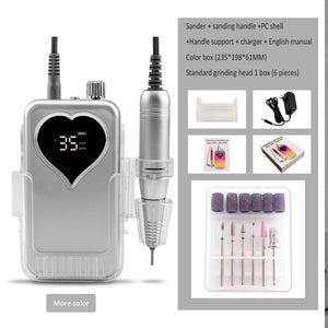 85W High-Power Brushless Cordless Nail Drill - 35000 RPM Portable Polisher with Plastic Box