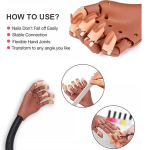 100pcs Professional Nail Tools Kit - Flexible Training Hand for Acrylic Nails