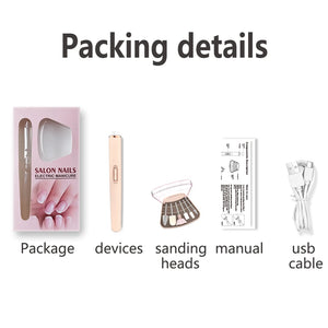 Professional 6-Head Portable Nail Drill - Low Noise, Lightweight for Home & Salon