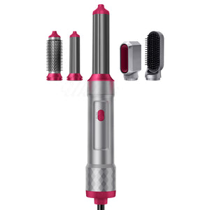 5-in-1 Hair Styling Tool: Anion Blow Comb, Auto Curler, & Straightener