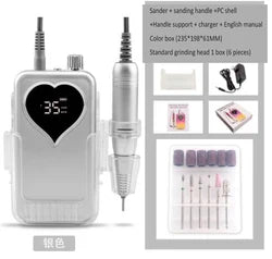 85W High-Power Brushless Cordless Nail Drill - 35000 RPM Portable Polisher with Plastic Box