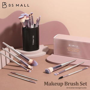 BS-MALL Pinceaux de maquillage avec étui - Miroir LED portable et kit de rangement pour bijoux Kit de maquillage de voyage 
