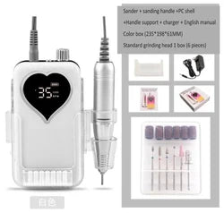 85W High-Power Brushless Cordless Nail Drill - 35000 RPM Portable Polisher with Plastic Box