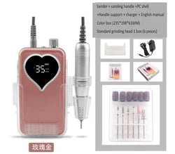 85W High-Power Brushless Cordless Nail Drill - 35000 RPM Portable Polisher with Plastic Box