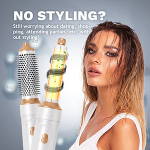 5-in-1 Hair Styling Tool: Anion Blow Comb, Auto Curler, & Straightener