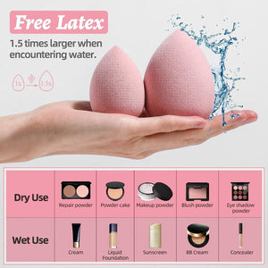 BS-MALL All-in-One Makeup Tool Kit - 7PCS Brushes & Non-Latex Sponges with LED Mirror Case